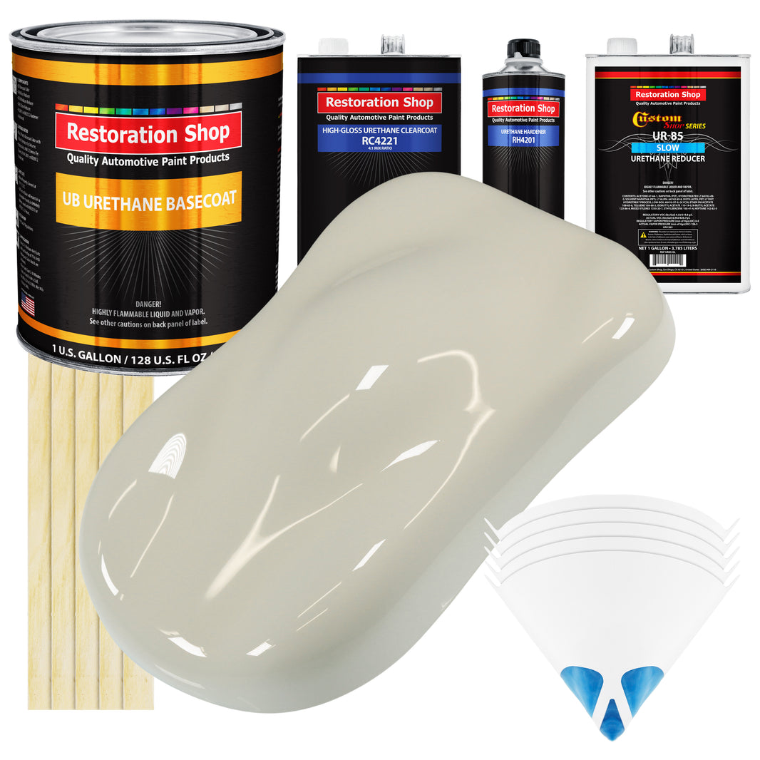 Spinnaker White - Urethane Basecoat with Clearcoat Auto Paint (Complete Slow Gallon Paint Kit) Professional High Gloss Automotive Car Truck Coating