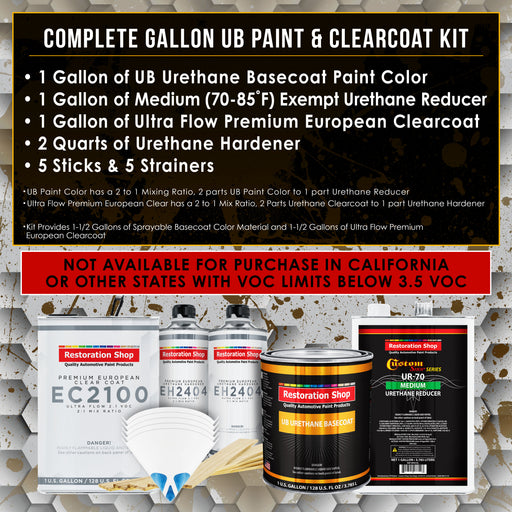 Performance Bright White Urethane Basecoat with European Clearcoat Auto Paint - Complete Gallon Paint Color Kit - Automotive Refinish Coating