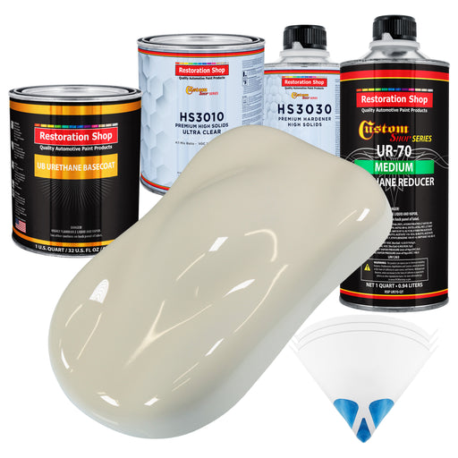 Performance Bright White - Urethane Basecoat with Premium Clearcoat Auto Paint (Complete Medium Quart Paint Kit) Professional Gloss Automotive Coating