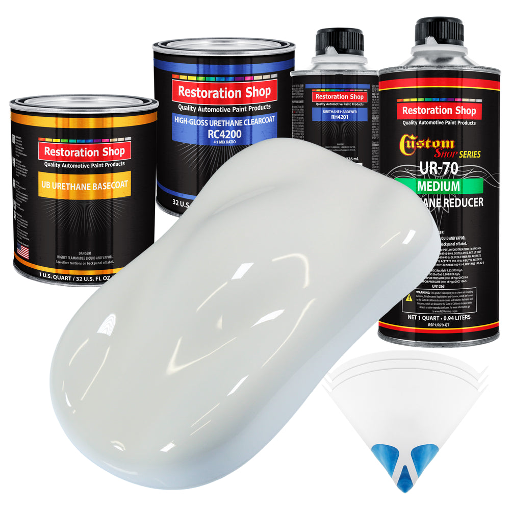 Cameo White - Urethane Basecoat with Clearcoat Auto Paint - Complete Medium Quart Paint Kit - Professional High Gloss Automotive, Car, Truck Coating