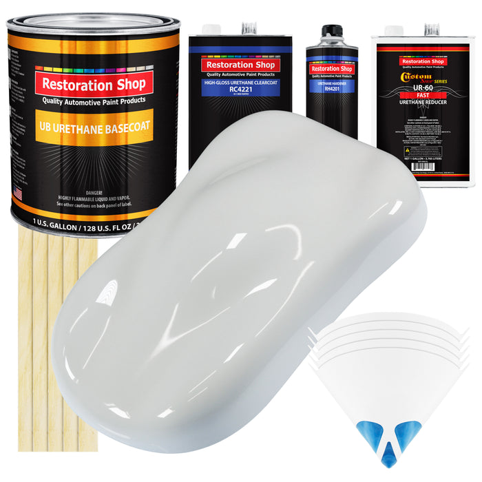 Championship White - Urethane Basecoat with Clearcoat Auto Paint - Complete Fast Gallon Paint Kit - Professional Gloss Automotive Car Truck Coating