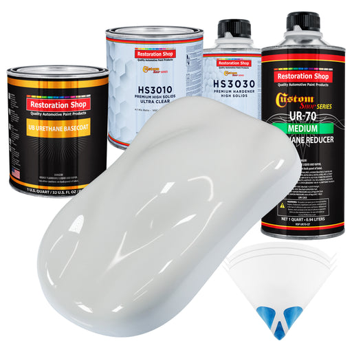 Championship White - Urethane Basecoat with Premium Clearcoat Auto Paint (Complete Medium Quart Paint Kit) Professional High Gloss Automotive Coating