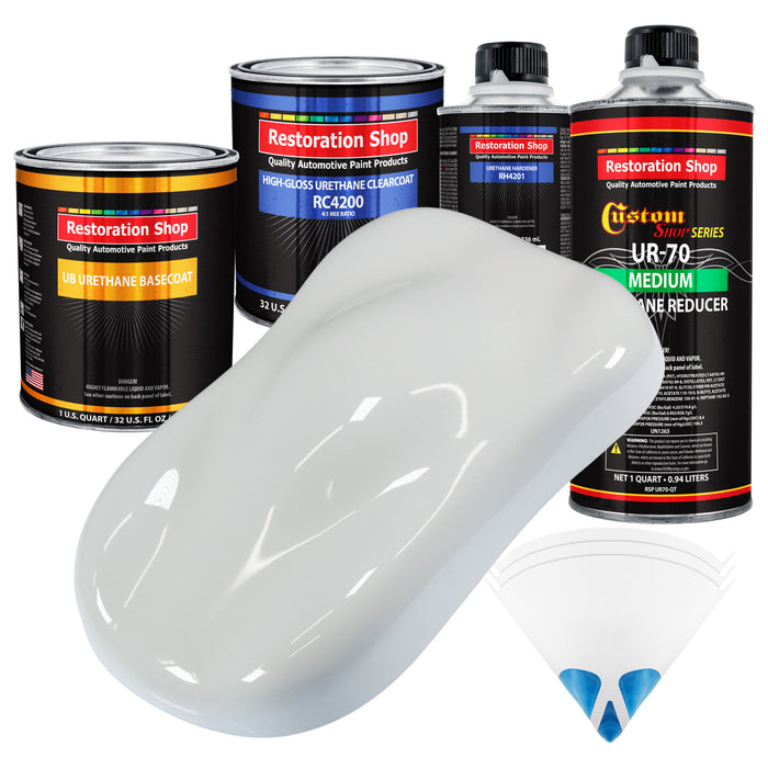 Championship White - Urethane Basecoat with Clearcoat Auto Paint - Complete Medium Quart Paint Kit - Professional Gloss Automotive Car Truck Coating