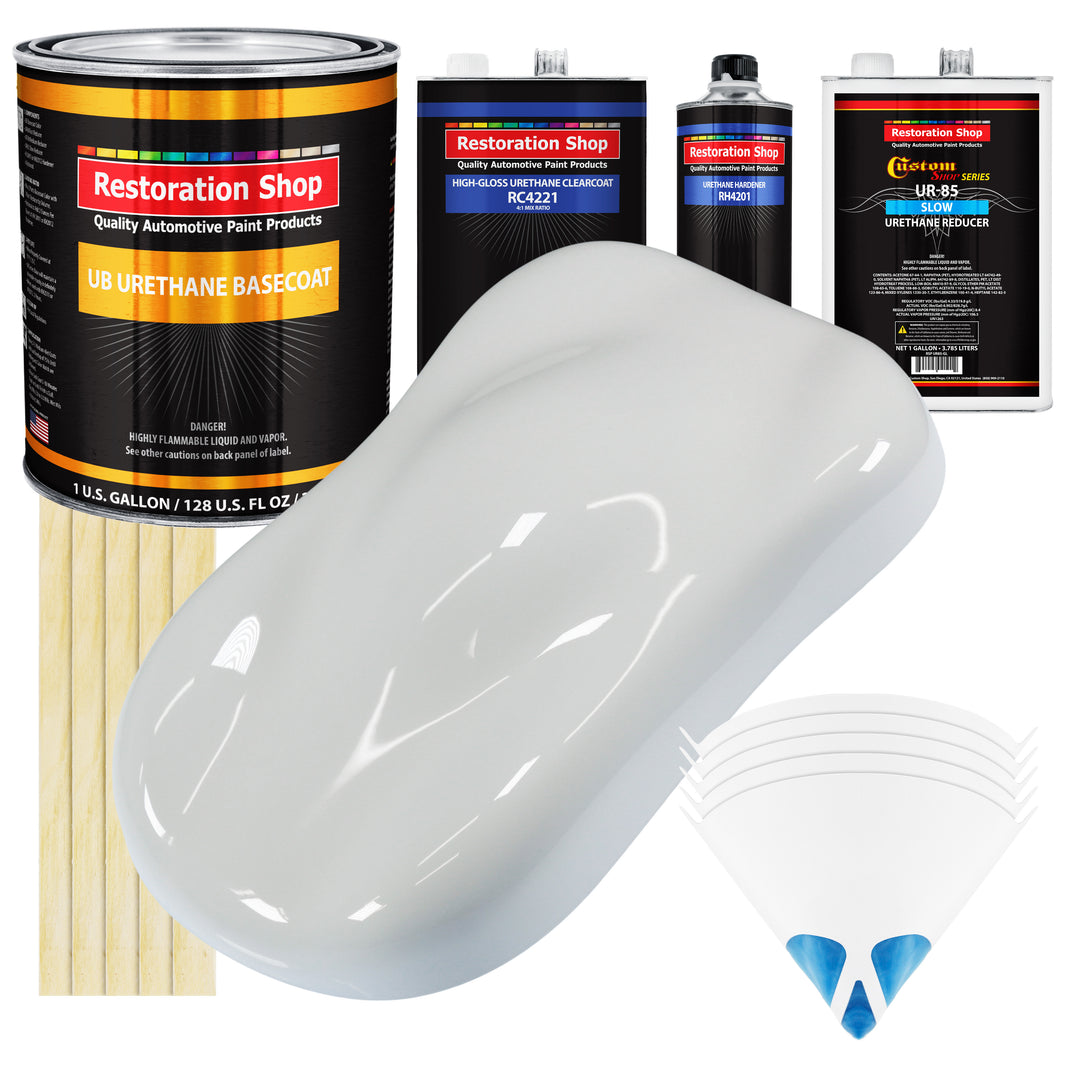 Championship White - Urethane Basecoat with Clearcoat Auto Paint - Complete Slow Gallon Paint Kit - Professional Gloss Automotive Car Truck Coating