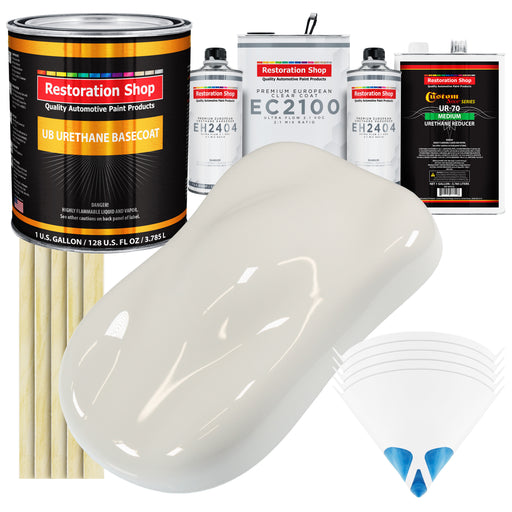Wispy White Urethane Basecoat with European Clearcoat Auto Paint - Complete Gallon Paint Color Kit - Automotive Refinish Coating