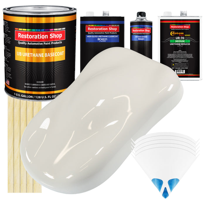 Wispy White - Urethane Basecoat with Clearcoat Auto Paint - Complete Medium Gallon Paint Kit - Professional High Gloss Automotive, Car, Truck Coating