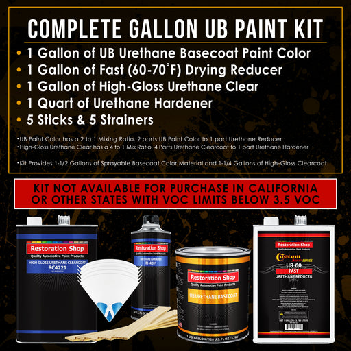 Oxford White - Urethane Basecoat with Clearcoat Auto Paint - Complete Fast Gallon Paint Kit - Professional High Gloss Automotive, Car, Truck Coating