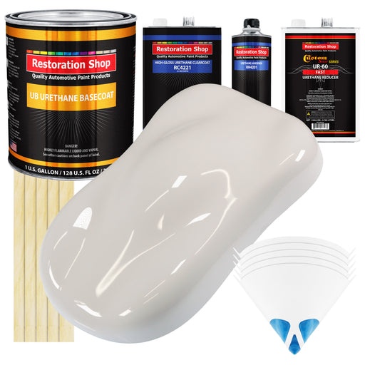 Oxford White - Urethane Basecoat with Clearcoat Auto Paint - Complete Fast Gallon Paint Kit - Professional High Gloss Automotive, Car, Truck Coating
