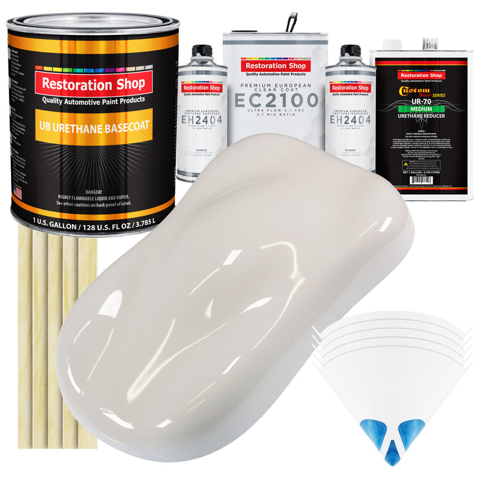 Oxford White Urethane Basecoat with European Clearcoat Auto Paint - Complete Gallon Paint Color Kit - Automotive Refinish Coating