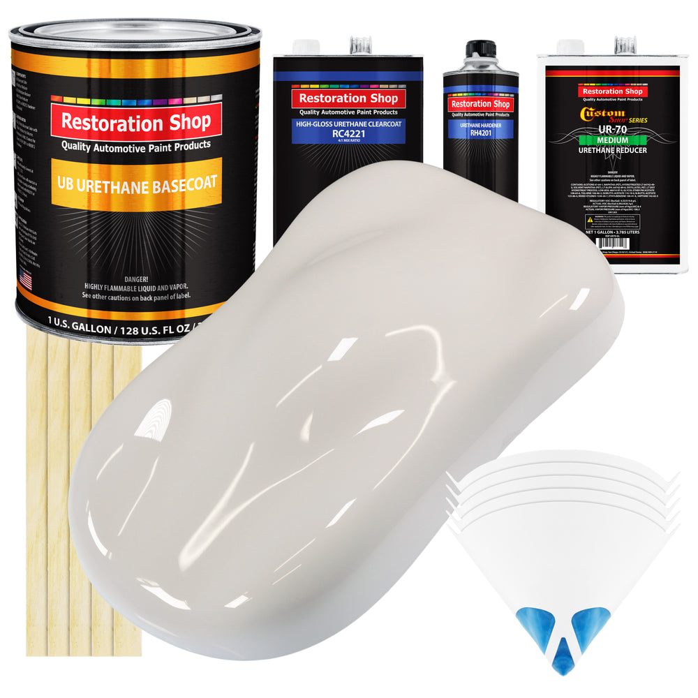 Oxford White - Urethane Basecoat with Clearcoat Auto Paint - Complete Medium Gallon Paint Kit - Professional High Gloss Automotive, Car, Truck Coating