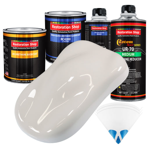 Oxford White - Urethane Basecoat with Clearcoat Auto Paint - Complete Medium Quart Paint Kit - Professional High Gloss Automotive, Car, Truck Coating