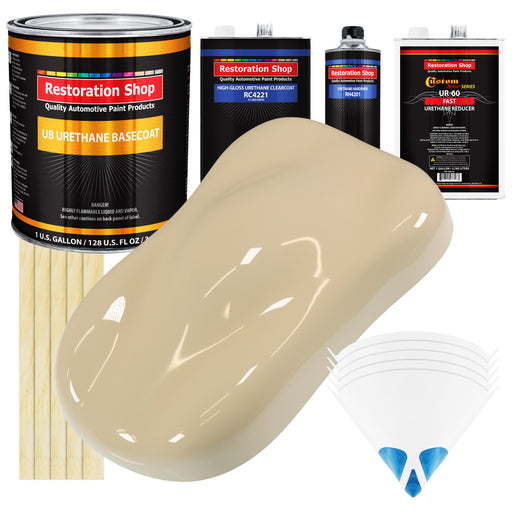 Ivory - Urethane Basecoat with Clearcoat Auto Paint - Complete Fast Gallon Paint Kit - Professional High Gloss Automotive, Car, Truck Coating