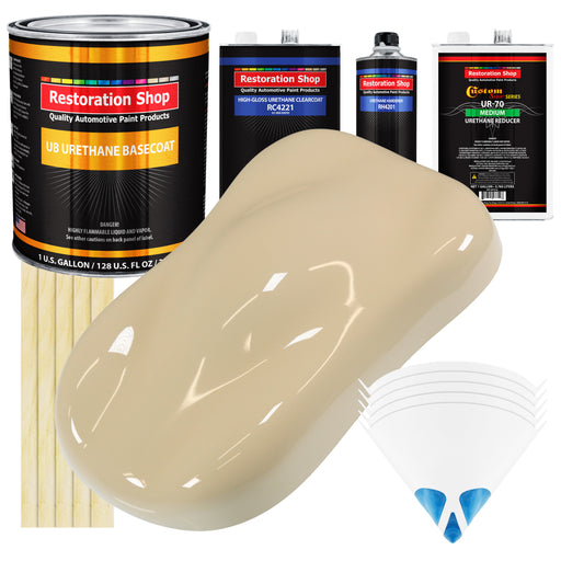 Ivory - Urethane Basecoat with Clearcoat Auto Paint - Complete Medium Gallon Paint Kit - Professional High Gloss Automotive, Car, Truck Coating