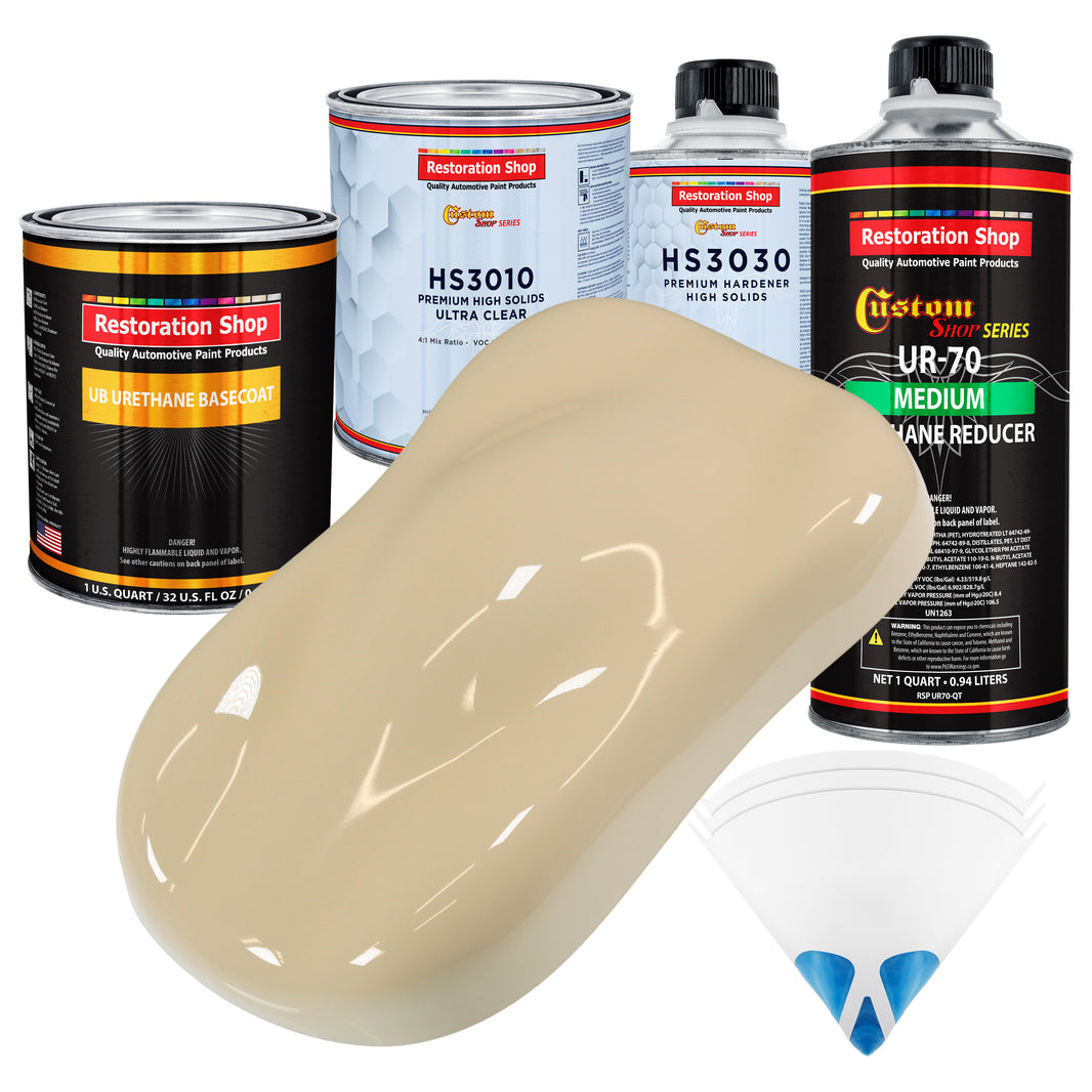 Ivory - Urethane Basecoat with Premium Clearcoat Auto Paint - Complete Medium Quart Paint Kit - Professional High Gloss Automotive Coating