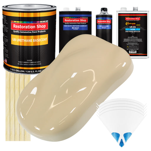 Ivory - Urethane Basecoat with Clearcoat Auto Paint - Complete Slow Gallon Paint Kit - Professional High Gloss Automotive, Car, Truck Coating