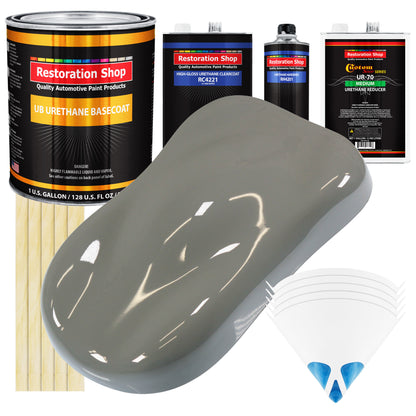 Dove Gray - Urethane Basecoat with Clearcoat Auto Paint - Complete Medium Gallon Paint Kit - Professional High Gloss Automotive, Car, Truck Coating