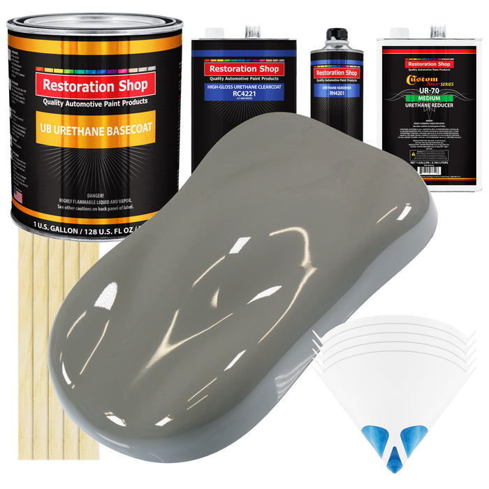 Dove Gray - Urethane Basecoat with Clearcoat Auto Paint - Complete Medium Gallon Paint Kit - Professional High Gloss Automotive, Car, Truck Coating