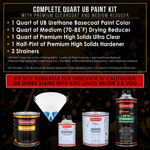 Dove Gray - Urethane Basecoat with Premium Clearcoat Auto Paint - Complete Medium Quart Paint Kit - Professional High Gloss Automotive Coating