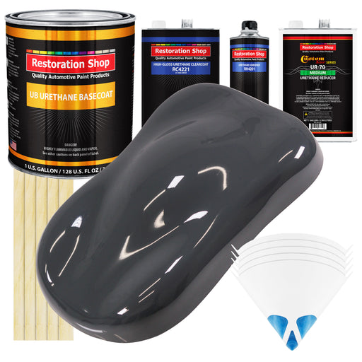 Machinery Gray - Urethane Basecoat with Clearcoat Auto Paint (Complete Medium Gallon Paint Kit) Professional High Gloss Automotive Car Truck Coating