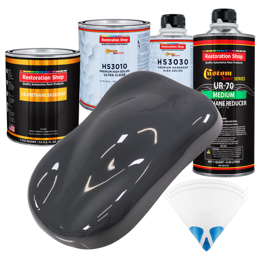 Machinery Gray - Urethane Basecoat with Premium Clearcoat Auto Paint - Complete Medium Quart Paint Kit - Professional High Gloss Automotive Coating