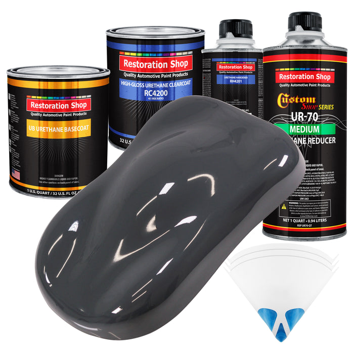 Machinery Gray - Urethane Basecoat with Clearcoat Auto Paint (Complete Medium Gallon Paint Kit) Professional High Gloss Automotive Car Truck Coating