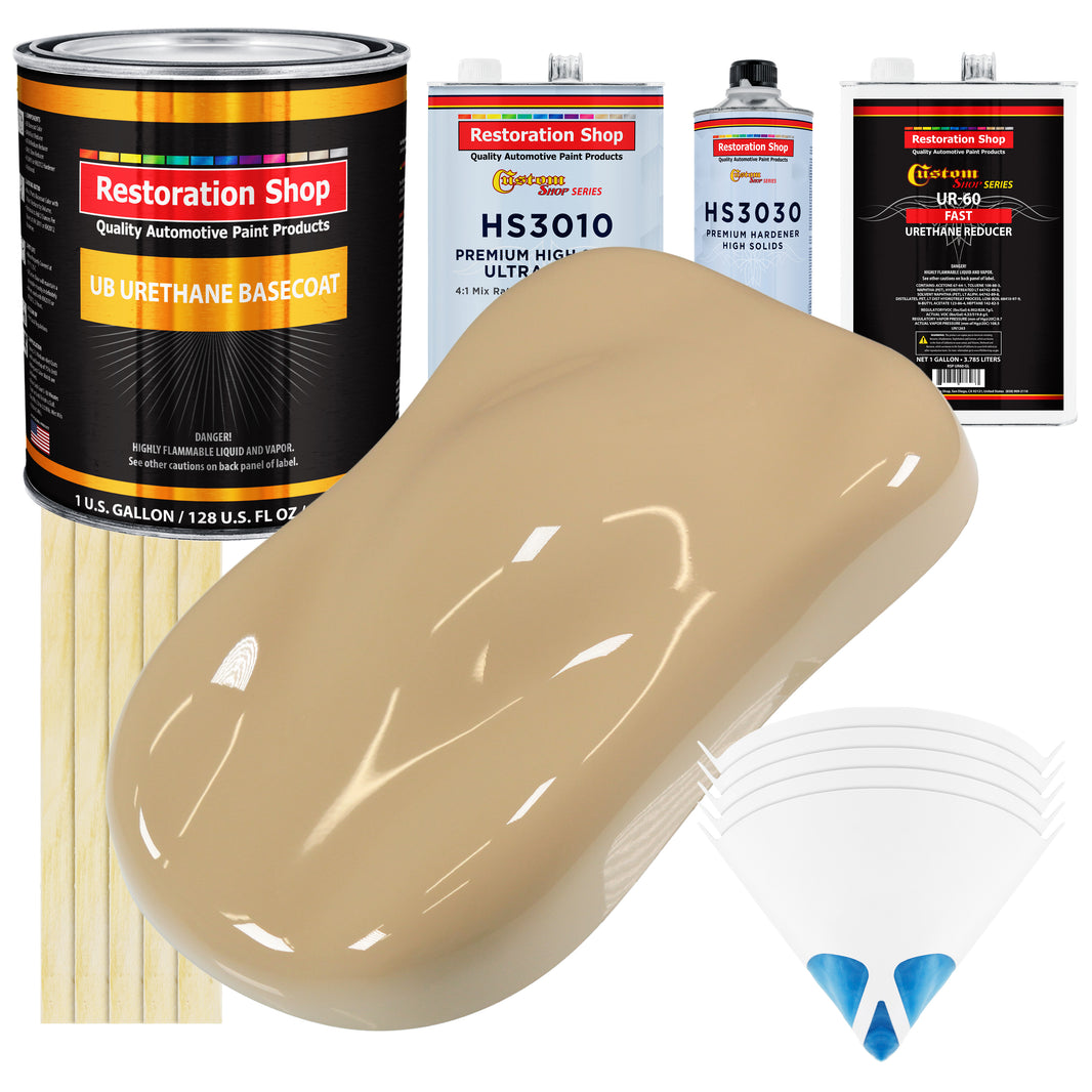 Shoreline Beige - Urethane Basecoat with Premium Clearcoat Auto Paint - Complete Fast Gallon Paint Kit - Professional High Gloss Automotive Coating