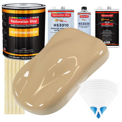 Shoreline Beige - Urethane Basecoat with Premium Clearcoat Auto Paint - Complete Fast Gallon Paint Kit - Professional High Gloss Automotive Coating