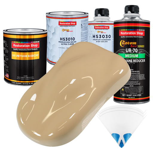 Shoreline Beige - Urethane Basecoat with Premium Clearcoat Auto Paint - Complete Medium Quart Paint Kit - Professional High Gloss Automotive Coating