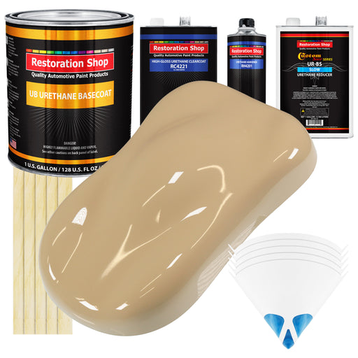 Shoreline Beige - Urethane Basecoat with Clearcoat Auto Paint (Complete Slow Gallon Paint Kit) Professional High Gloss Automotive Car Truck Coating