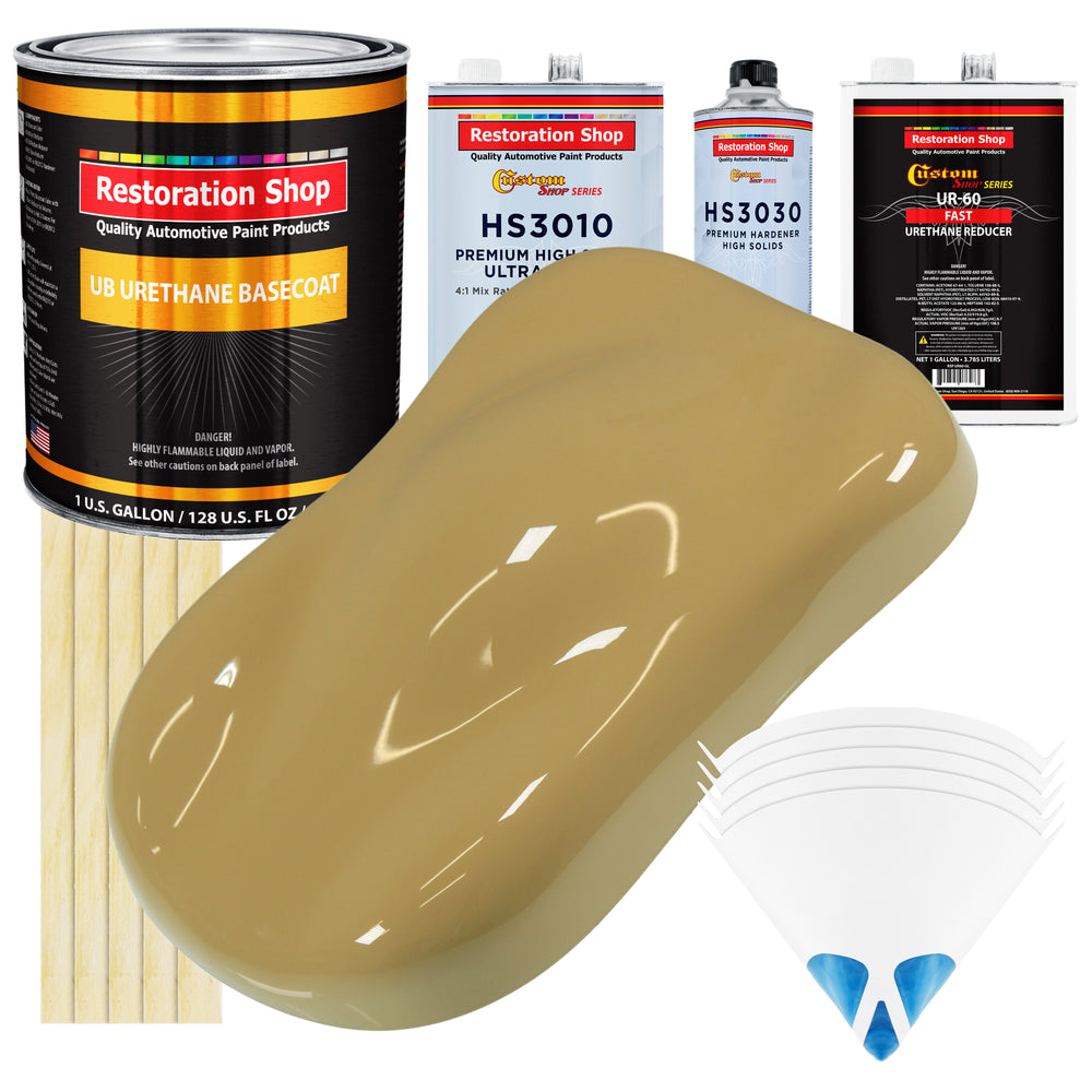 Buckskin Tan - Urethane Basecoat with Premium Clearcoat Auto Paint - Complete Fast Gallon Paint Kit - Professional High Gloss Automotive Coating