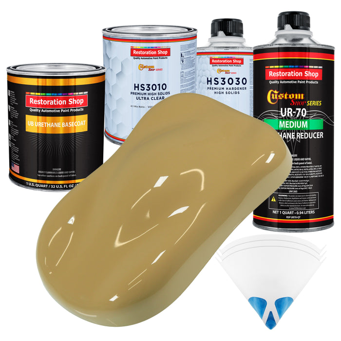 Buckskin Tan - Urethane Basecoat with Premium Clearcoat Auto Paint - Complete Medium Quart Paint Kit - Professional High Gloss Automotive Coating