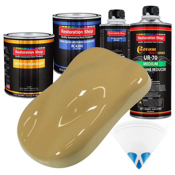 Buckskin Tan - Urethane Basecoat with Clearcoat Auto Paint - Complete Medium Quart Paint Kit - Professional High Gloss Automotive, Car, Truck Coating