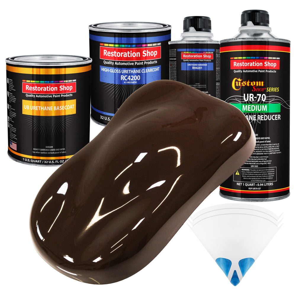 Dakota Brown - Urethane Basecoat with Clearcoat Auto Paint - Complete Medium Quart Paint Kit - Professional High Gloss Automotive, Car, Truck Coating