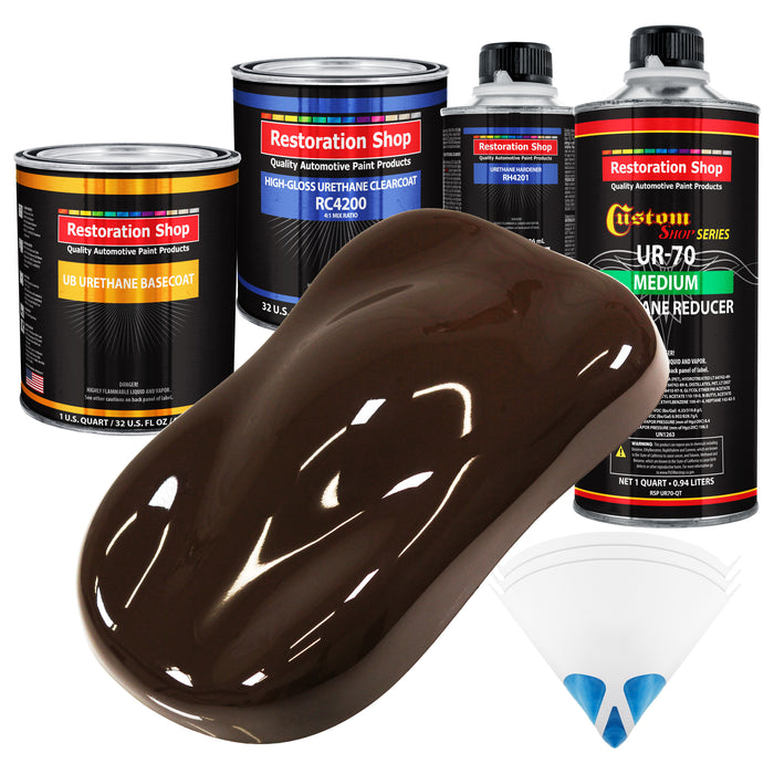 Dakota Brown - Urethane Basecoat with Clearcoat Auto Paint - Complete Medium Quart Paint Kit - Professional High Gloss Automotive, Car, Truck Coating