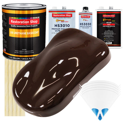 Dark Brown - Urethane Basecoat with Premium Clearcoat Auto Paint - Complete Fast Gallon Paint Kit - Professional High Gloss Automotive Coating