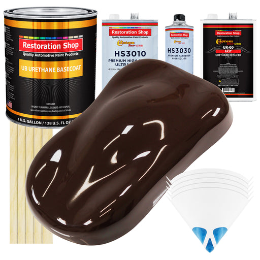 Dark Brown - Urethane Basecoat with Premium Clearcoat Auto Paint - Complete Fast Gallon Paint Kit - Professional High Gloss Automotive Coating