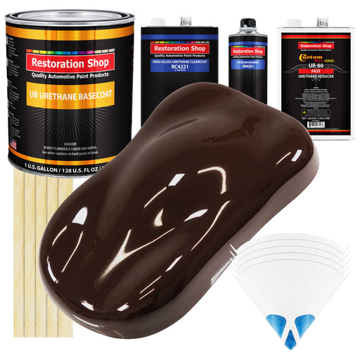 Dark Brown - Urethane Basecoat with Clearcoat Auto Paint - Complete Fast Gallon Paint Kit - Professional High Gloss Automotive, Car, Truck Coating