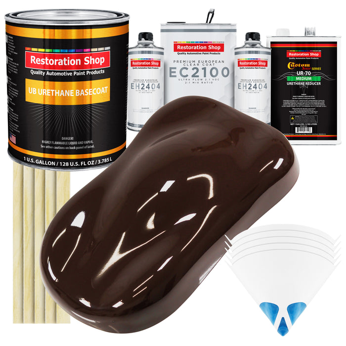 Dark Brown Urethane Basecoat with European Clearcoat Auto Paint - Complete Gallon Paint Color Kit - Automotive Refinish Coating