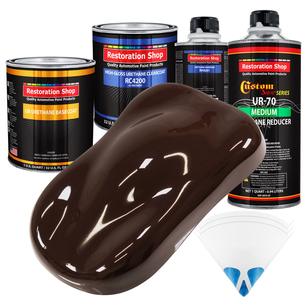 Dark Brown - Urethane Basecoat with Clearcoat Auto Paint - Complete Medium Quart Paint Kit - Professional High Gloss Automotive, Car, Truck Coating