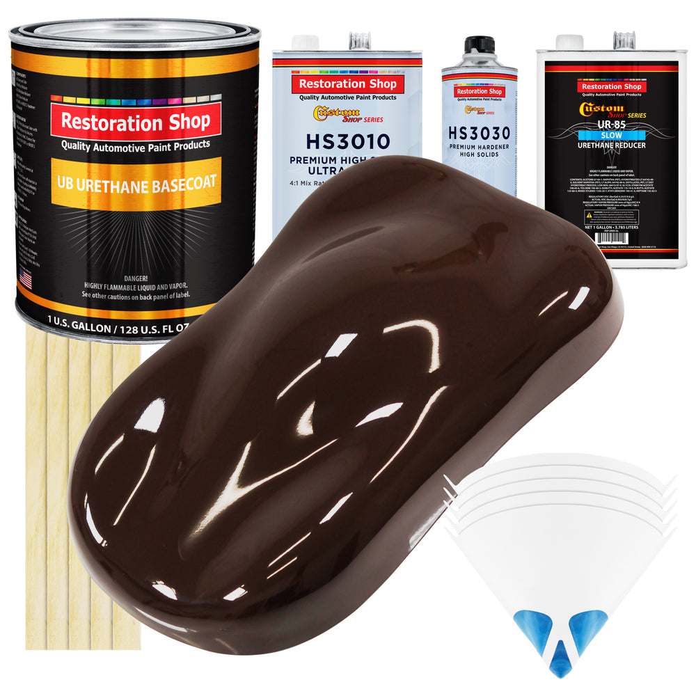 Dark Brown - Urethane Basecoat with Premium Clearcoat Auto Paint - Complete Slow Gallon Paint Kit - Professional High Gloss Automotive Coating