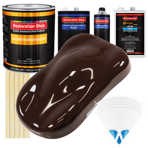 Dark Brown - Urethane Basecoat with Clearcoat Auto Paint - Complete Slow Gallon Paint Kit - Professional High Gloss Automotive, Car, Truck Coating