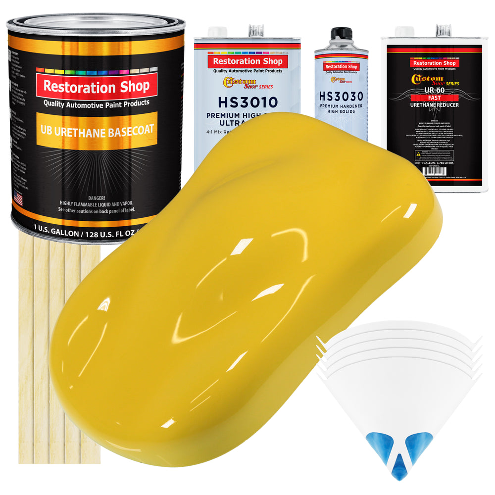 Daytona Yellow - Urethane Basecoat with Premium Clearcoat Auto Paint - Complete Fast Gallon Paint Kit - Professional High Gloss Automotive Coating