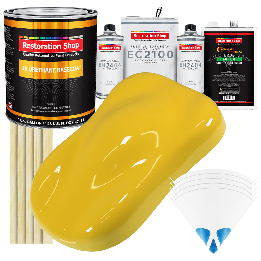 Daytona Yellow Urethane Basecoat with European Clearcoat Auto Paint - Complete Gallon Paint Color Kit - Automotive Refinish Coating
