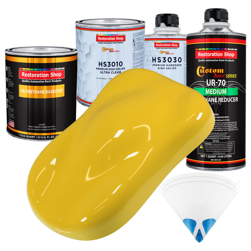 Daytona Yellow - Urethane Basecoat with Premium Clearcoat Auto Paint - Complete Medium Quart Paint Kit - Professional High Gloss Automotive Coating