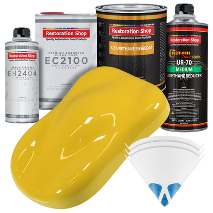 Daytona Yellow Urethane Basecoat with European Clearcoat Auto Paint - Complete Quart Paint Color Kit - Automotive Refinish Coating