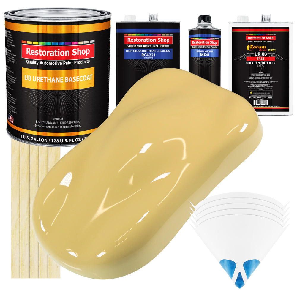 Springtime Yellow - Urethane Basecoat with Clearcoat Auto Paint - Complete Fast Gallon Paint Kit - Professional Gloss Automotive Car Truck Coating