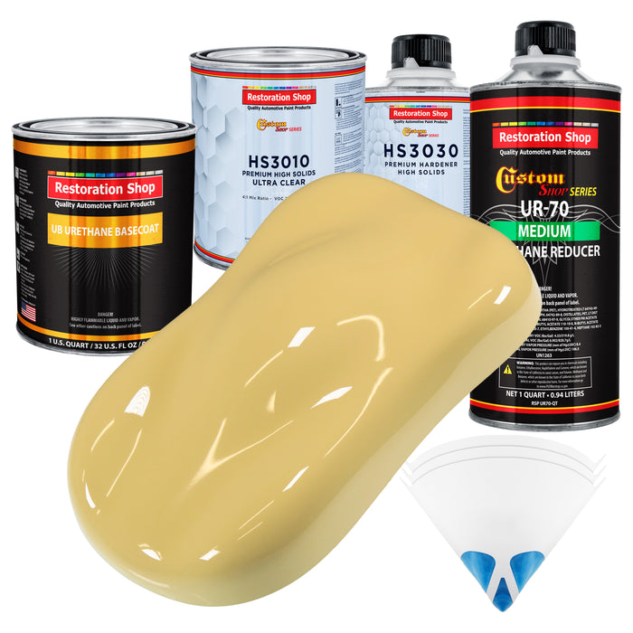 Springtime Yellow - Urethane Basecoat with Premium Clearcoat Auto Paint - Complete Medium Quart Paint Kit - Professional High Gloss Automotive Coating
