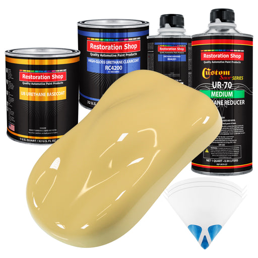 Springtime Yellow - Urethane Basecoat with Clearcoat Auto Paint - Complete Medium Quart Paint Kit - Professional Gloss Automotive Car Truck Coating