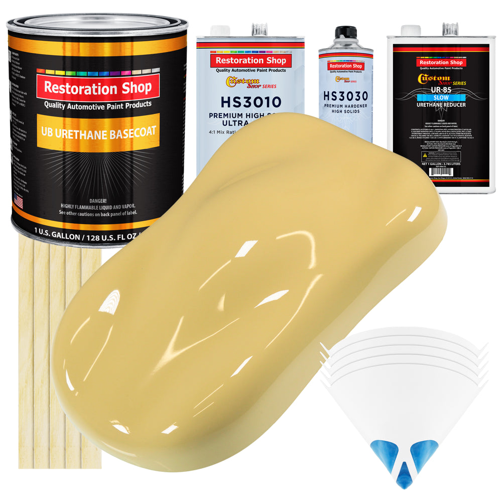 Springtime Yellow - Urethane Basecoat with Premium Clearcoat Auto Paint - Complete Slow Gallon Paint Kit - Professional High Gloss Automotive Coating