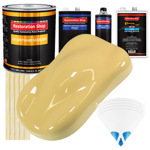 Springtime Yellow - Urethane Basecoat with Clearcoat Auto Paint - Complete Slow Gallon Paint Kit - Professional Gloss Automotive Car Truck Coating